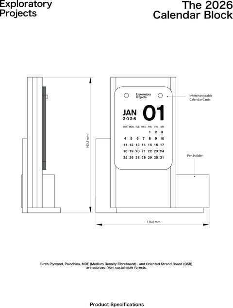 2026 Calendar Block